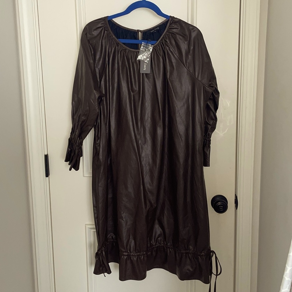 Brown faux leather dress